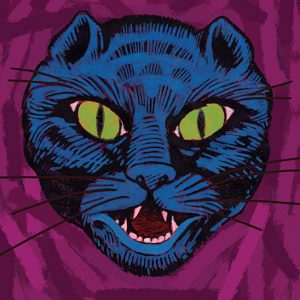Black Cat with Purple Background - Strange Uncle